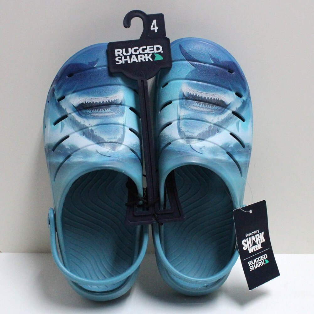 NWT Children's Rugged Shark Size 4 Multi Color Clog